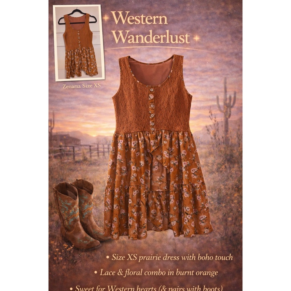 Wanderlust western prairie mini boho  coastal cowgirl  XS